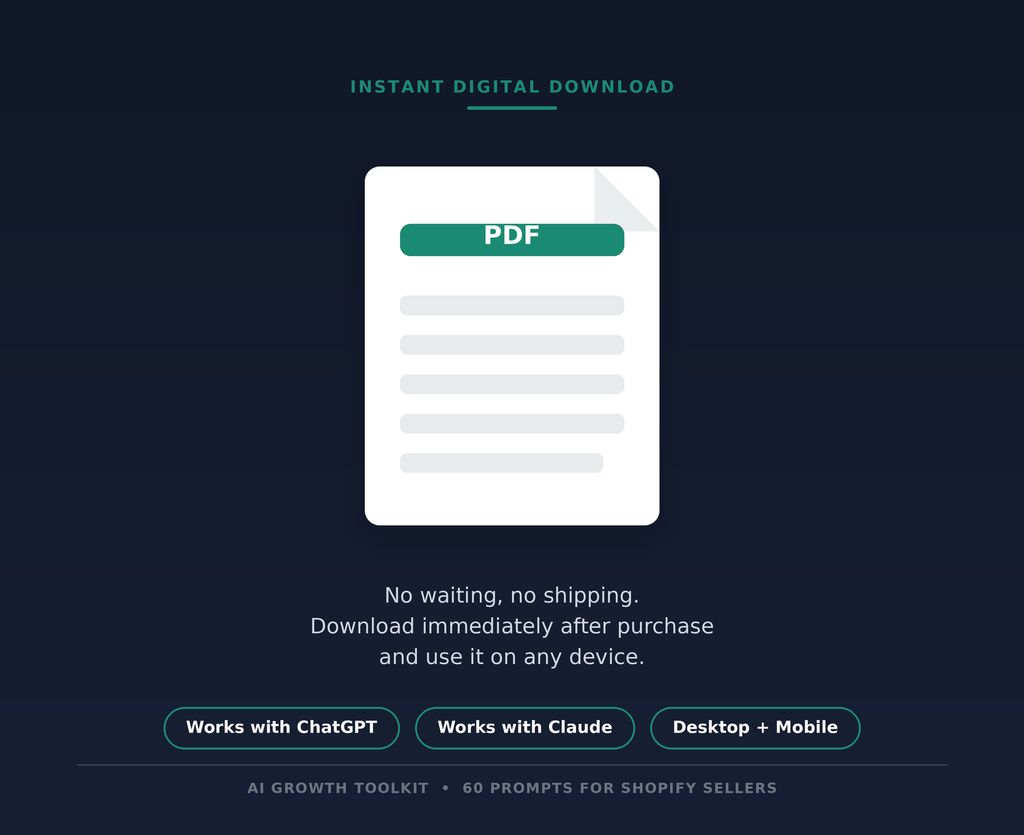 Instant digital PDF download, works with ChatGPT and Claude on desktop and mobile